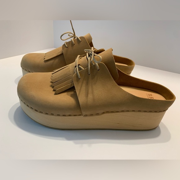 BRYR Zoe Monochrome Platform Wooden Clog with Kilt Size 12 - Picture 3 of 13